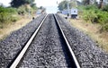 A railway track or railway line isÃÂ a set of two parallel rows of long pieces of steel.